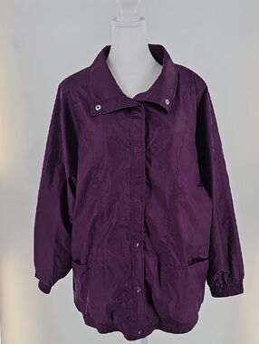 Vintage Women's Lightweight Purple Windbreaker Jacket